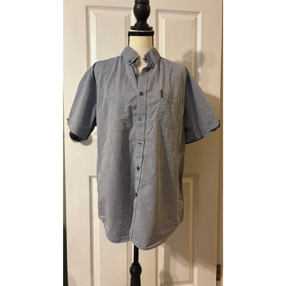 Ben Sherman Men's Short Sleeve Button Down 100% Cotton Blue Size XL